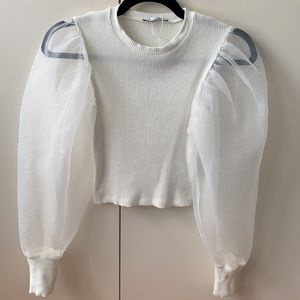 Zara white puffy sleeve blouse Small, never worn